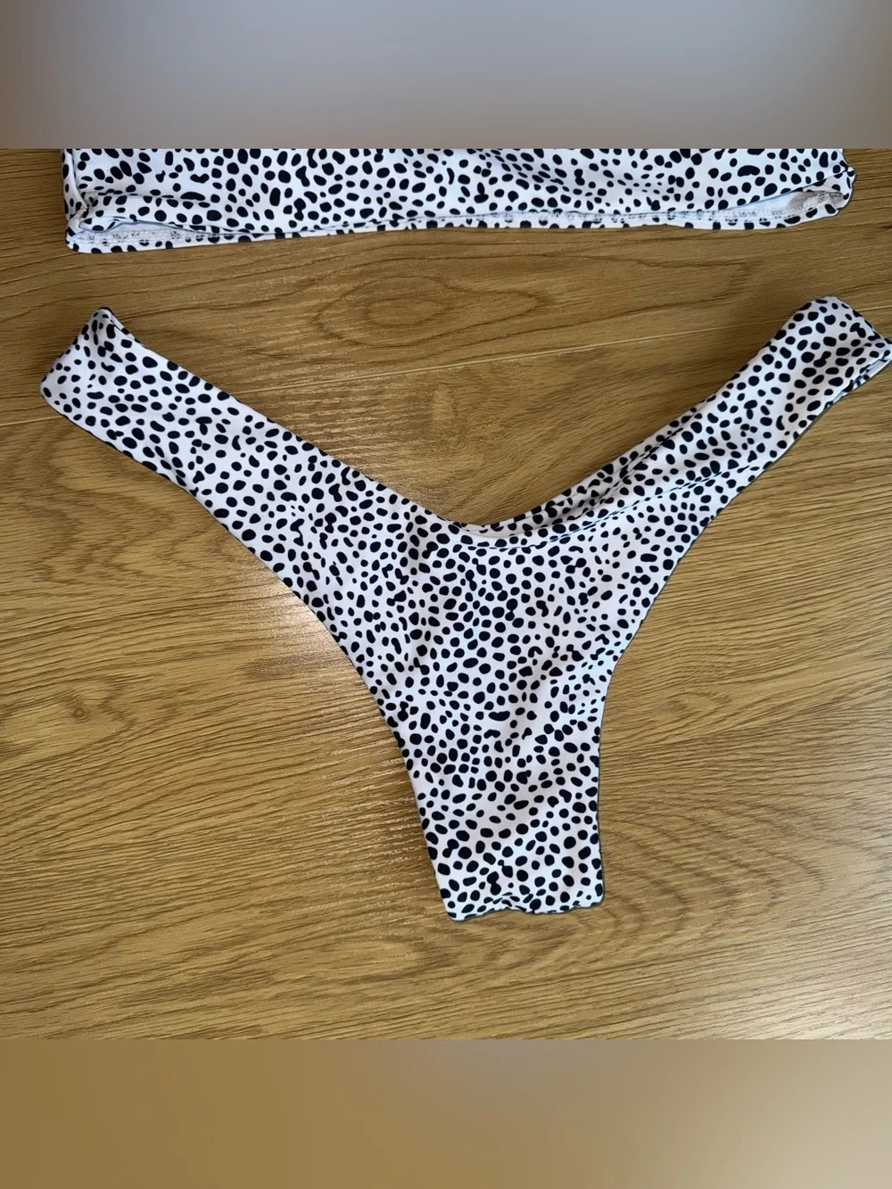ZAFUL Black & White Spotted Bandeau Bikini Set Size US 6